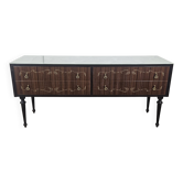 Commode italienne du milieu du siècle avec verre bleu et quatre tiroirs, 1960