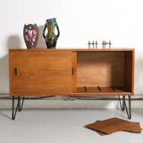 Vintage sideboard, metal feet, 121cm