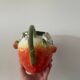 Strawberry shaped pitcher with vintage flowers ceramic pitcher in shape