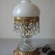Old table lamp brass glass glass and opaline luminaire 32 cm