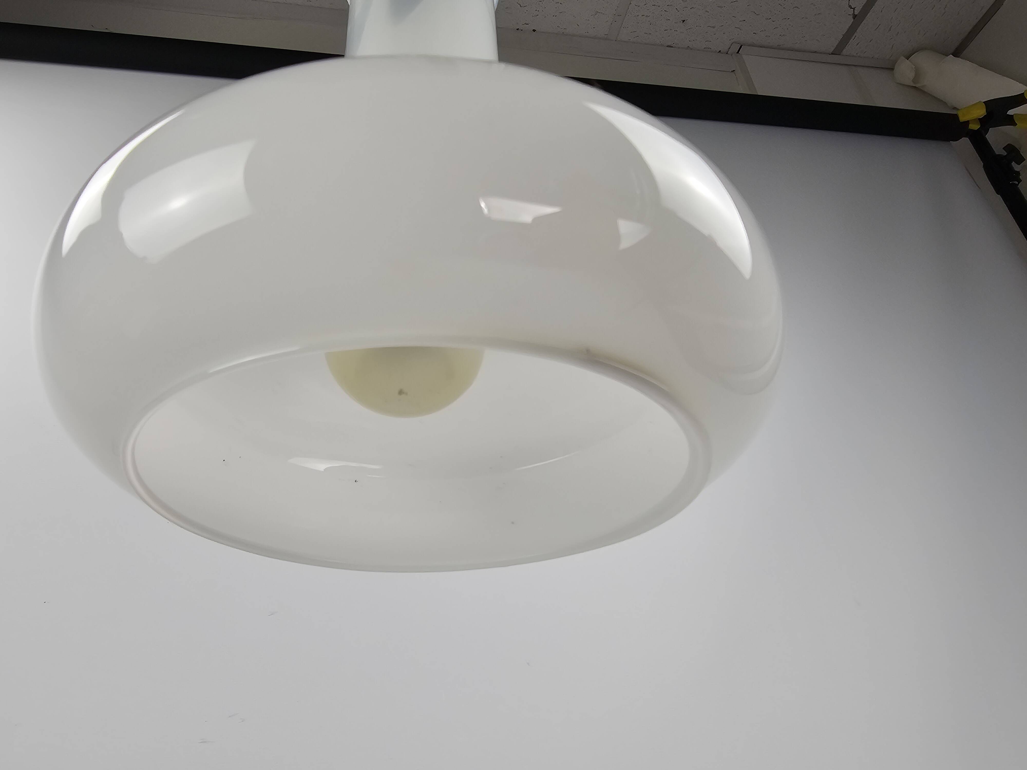 Pair of vintage Danish "Blues" opal glass pendant lamps by Sidse Werner for Holmegaaard, 1980s