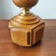 Vintage 70s salon lamp made of turned and sculpted oak wood.