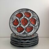 6 beautiful MBFA Pornic oyster plates