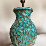 Italian glazed ceramic lamp 1960 mid century Bitossi turquoise