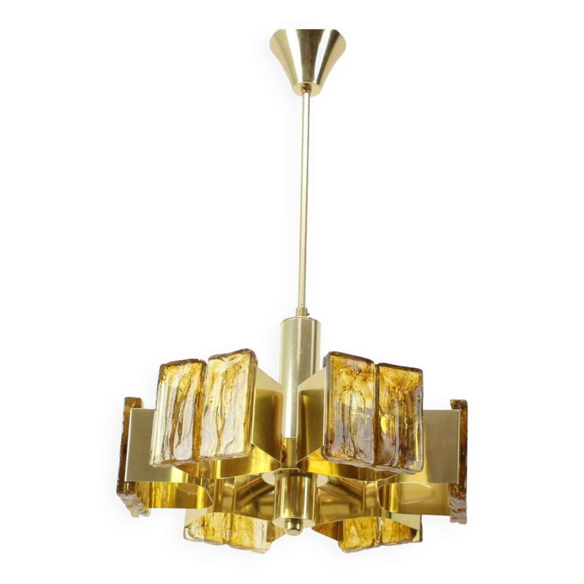 Brass chandelier mid-century design, Hungary 1970s