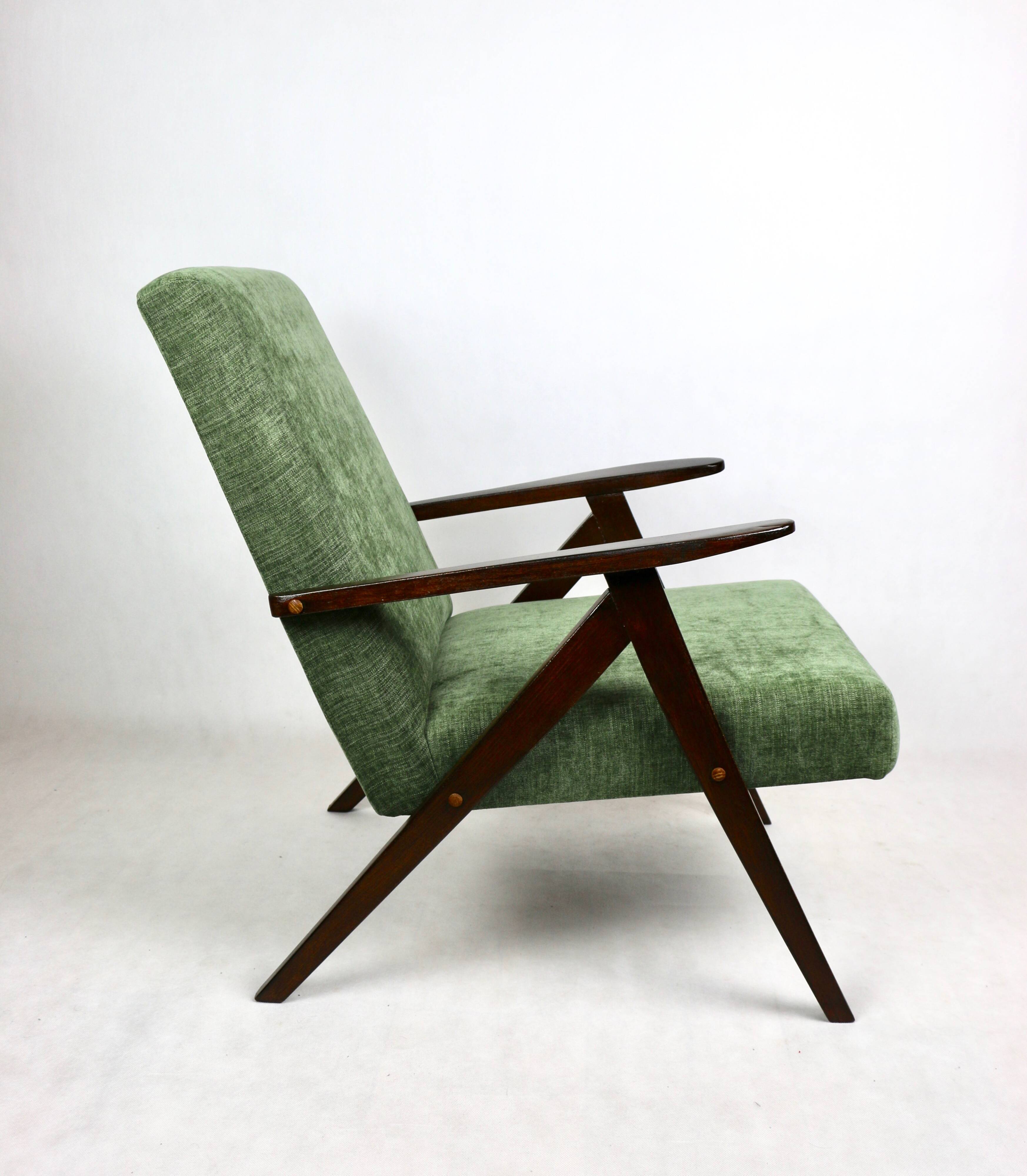 Fauteuil vintage vert olive modèle B-310, années 1970