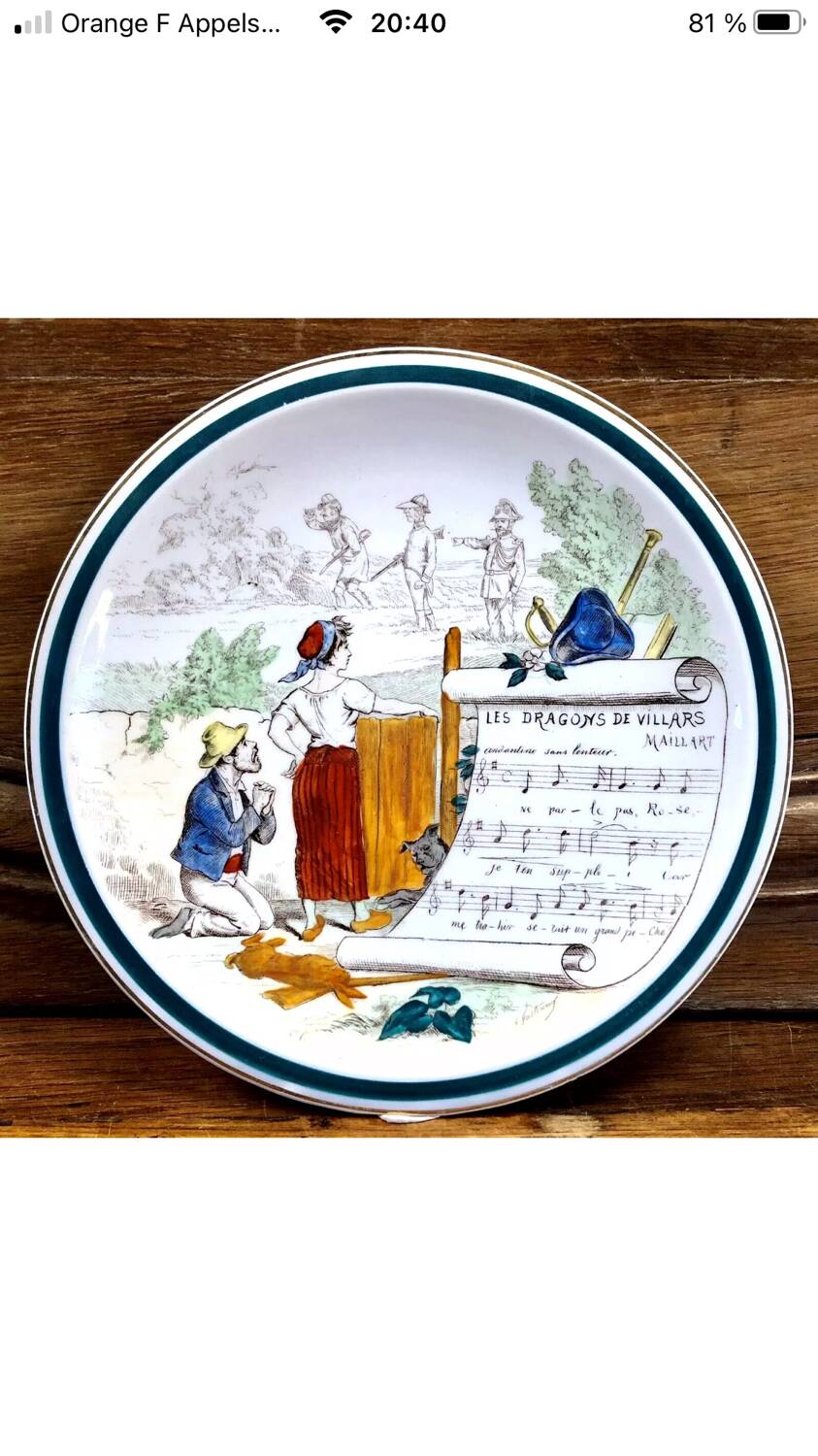 7 anciennes assiettes à dessert Creil et Montereau Terre de fer