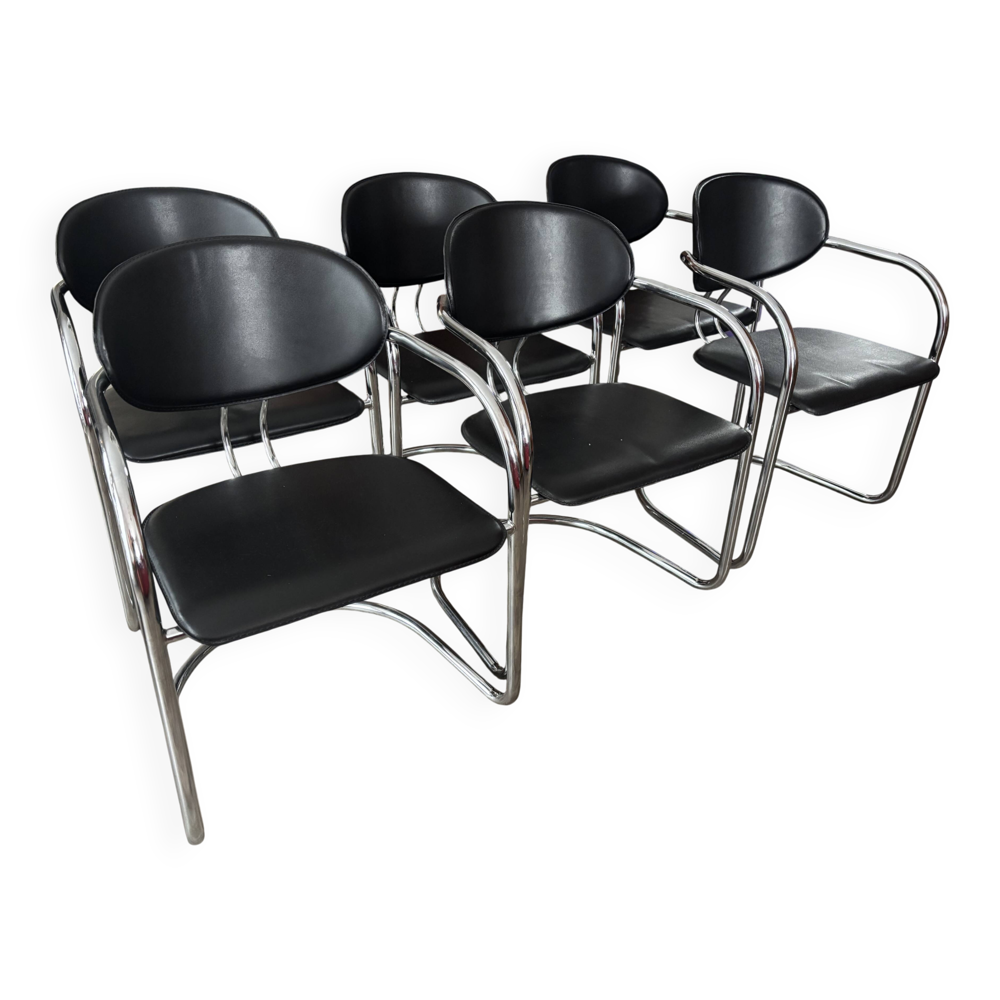 Chaises style Bauhaus chromées par Effezeta