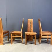 Set of 4 oak brutalist dining chairs, 1970s