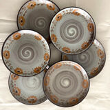 Set of 6 painted sandstone plates