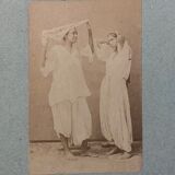 6 photographies anciennes danseuses joueurs d'échec Kabyles épicerie