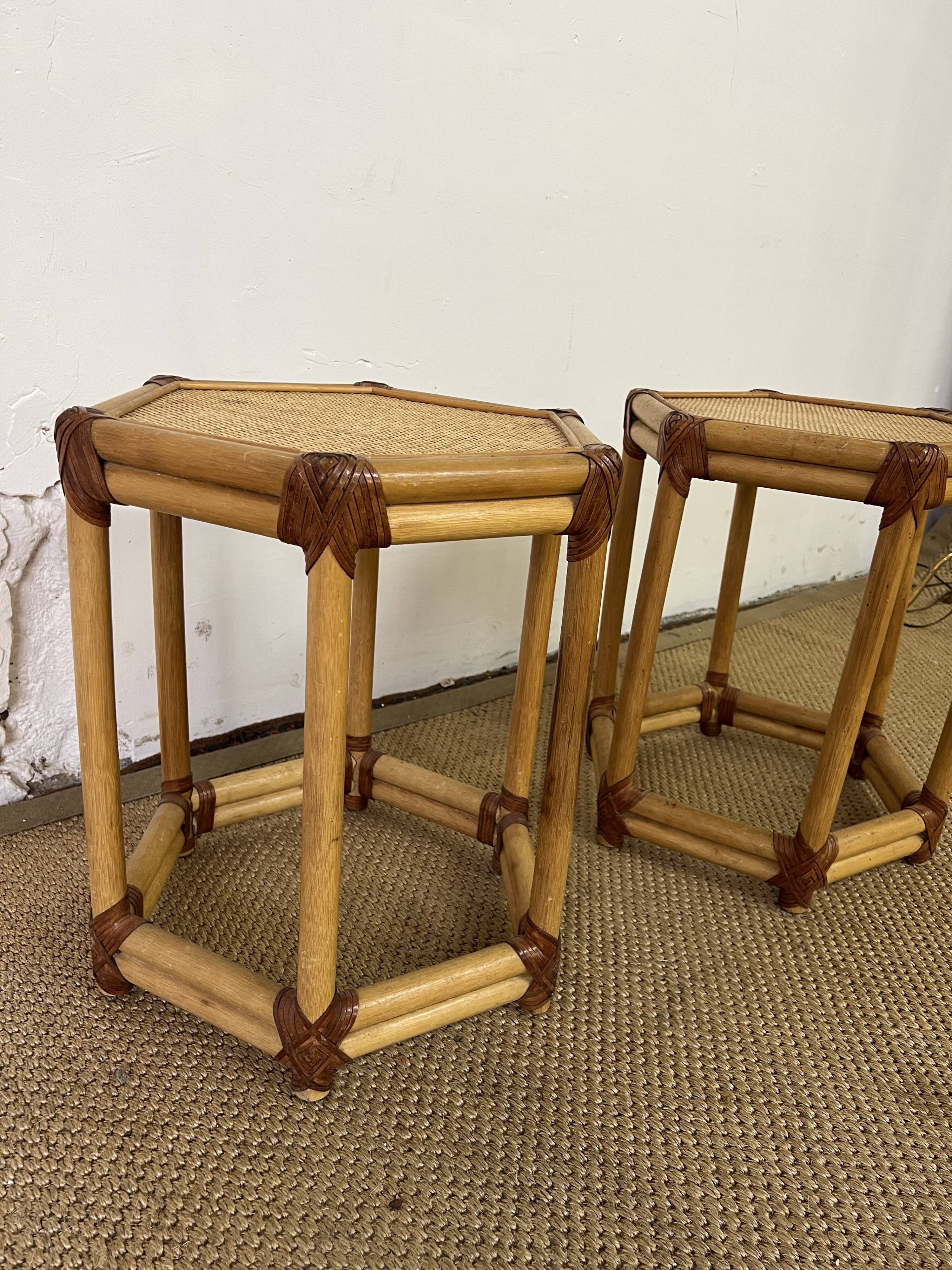 Pair of rattan bedside tables or end tables