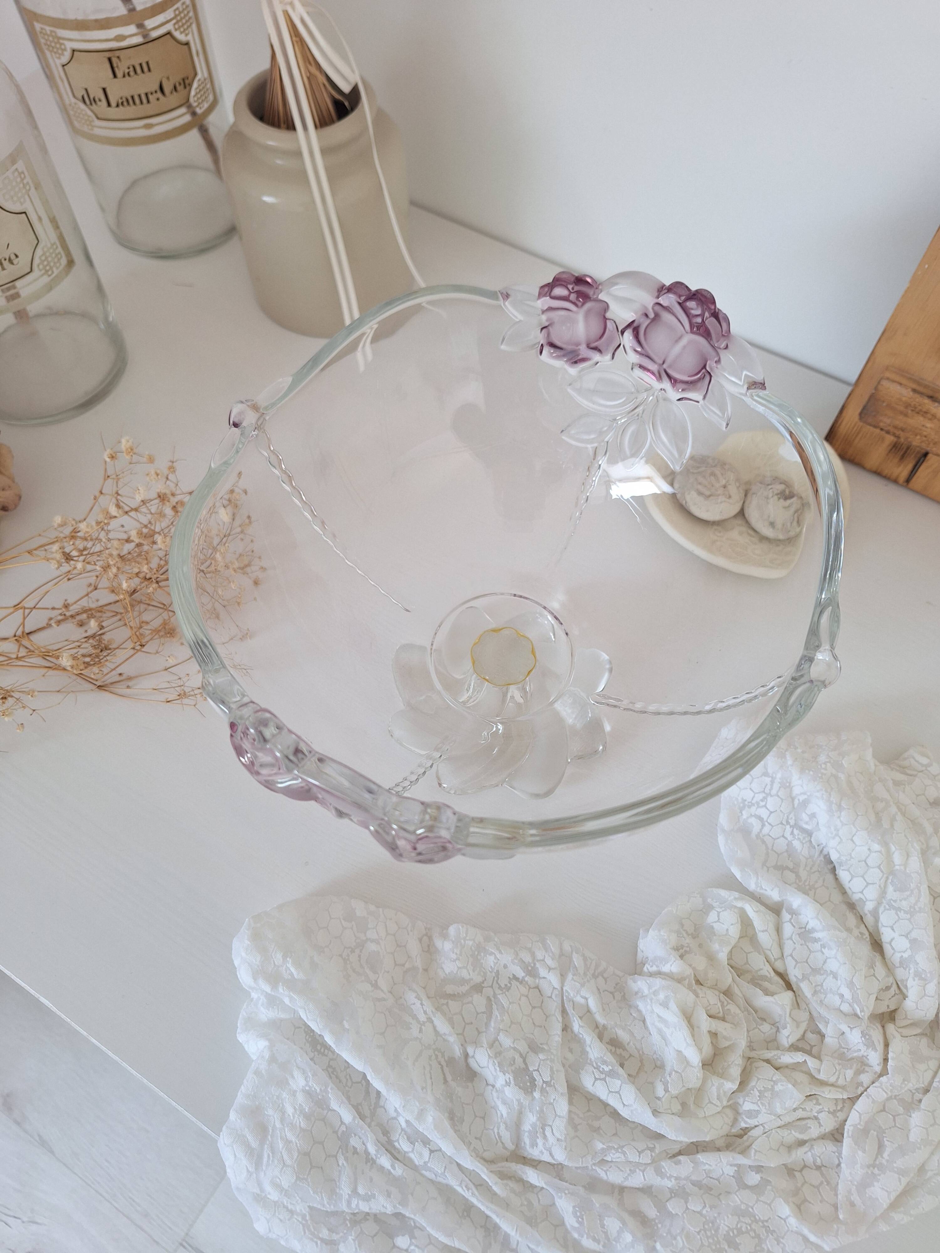 Vintage white and pink glass cup