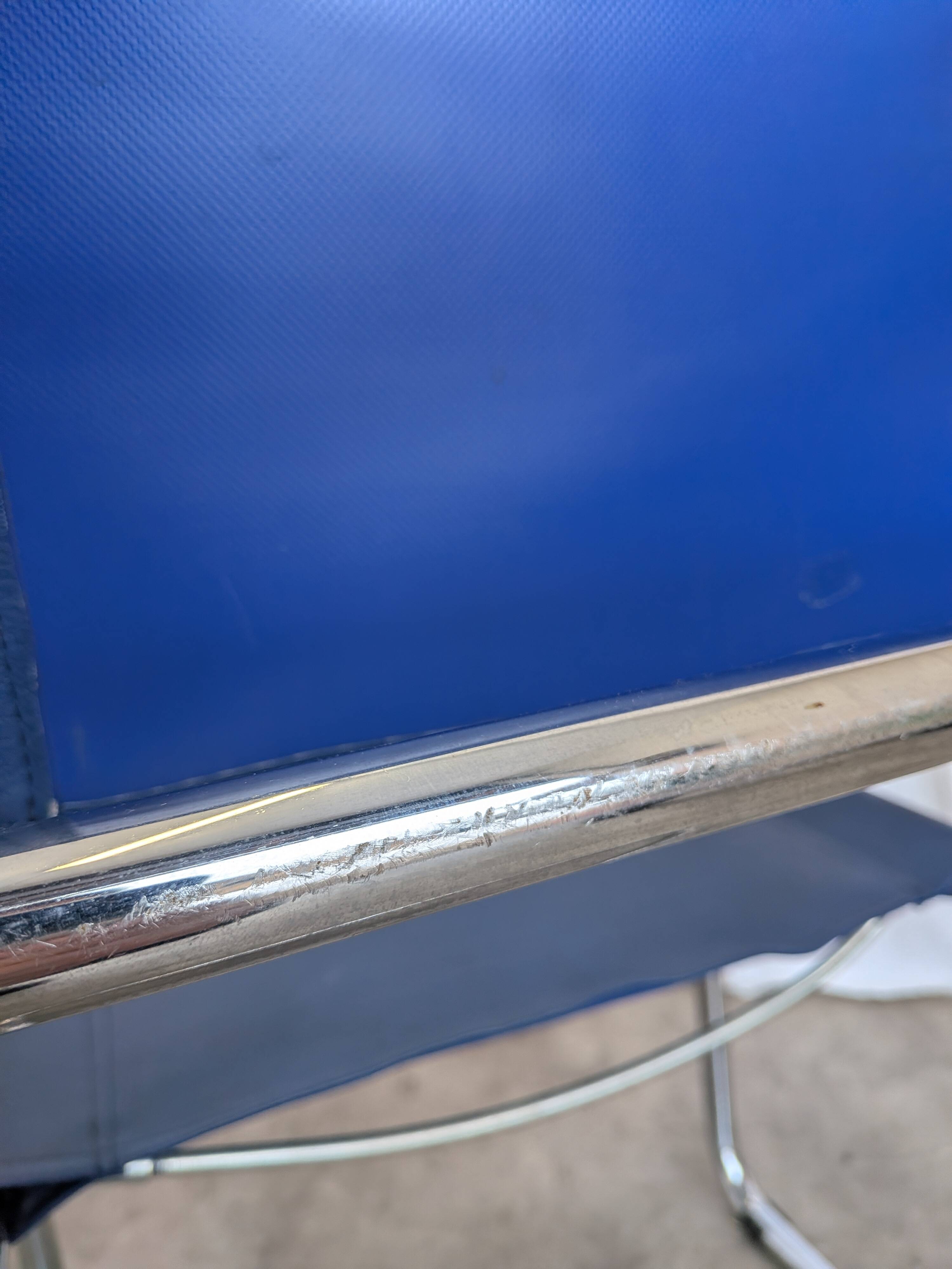 Set of 2 Vintage Mart Stam Style S34 Chair: Blue Leather, Bauhaus Design