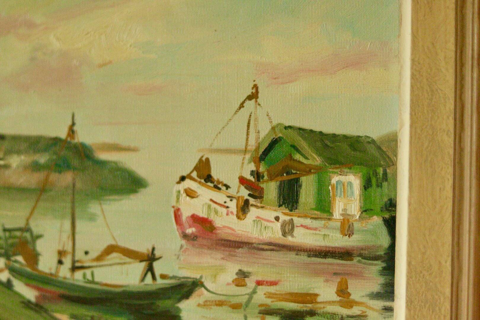 Boat in the harbour by Carl Christiansson