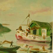 Boat in the harbour by Carl Christiansson