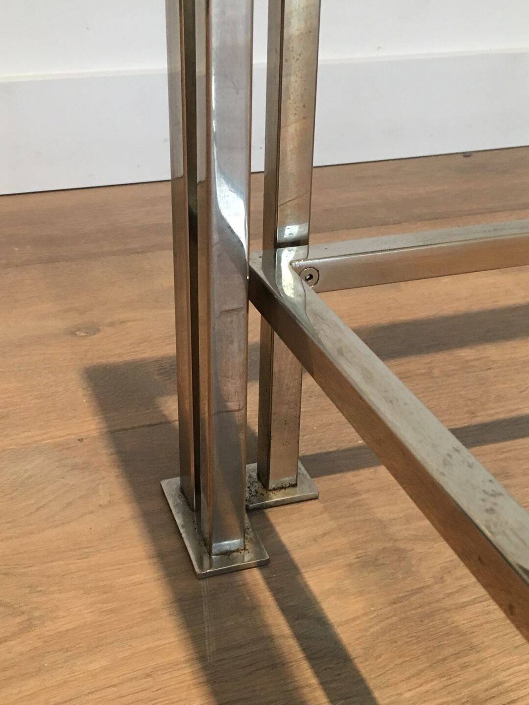 Modernist Chrome Coffee Table with Triple Legs, French Work circa 1970
