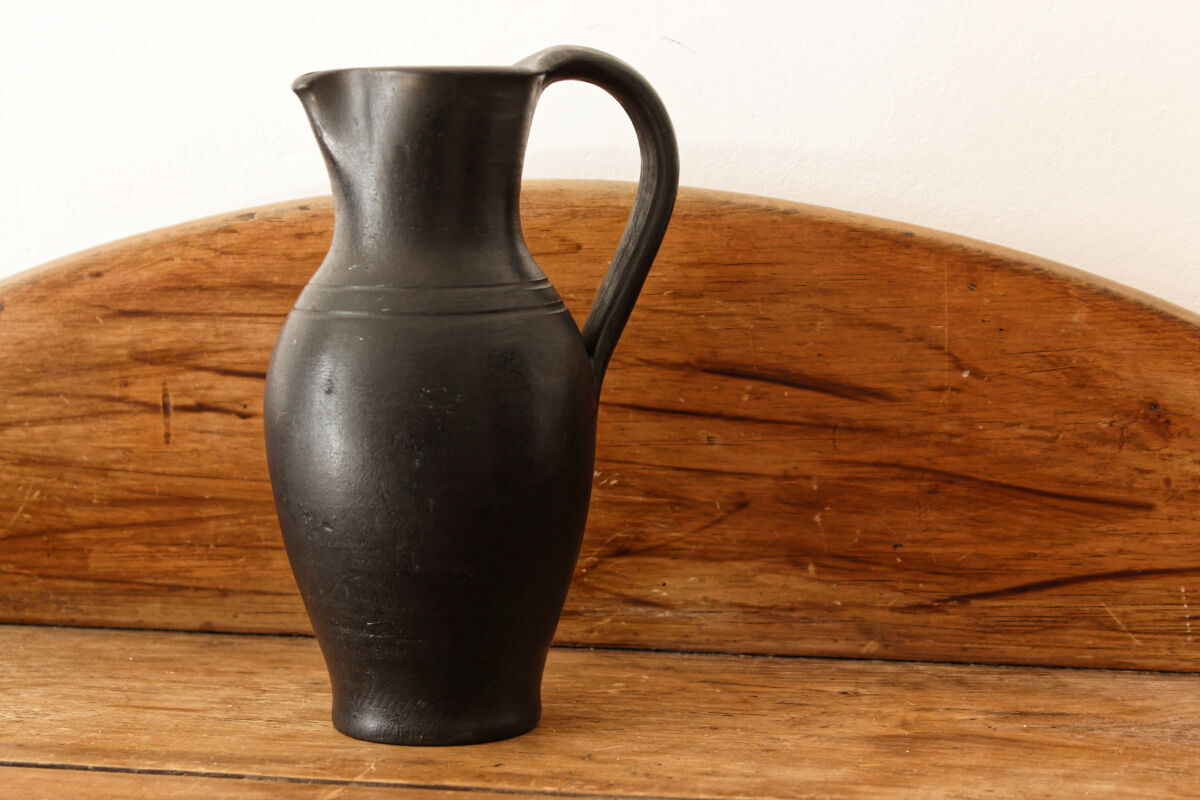 Black ceramic pitcher