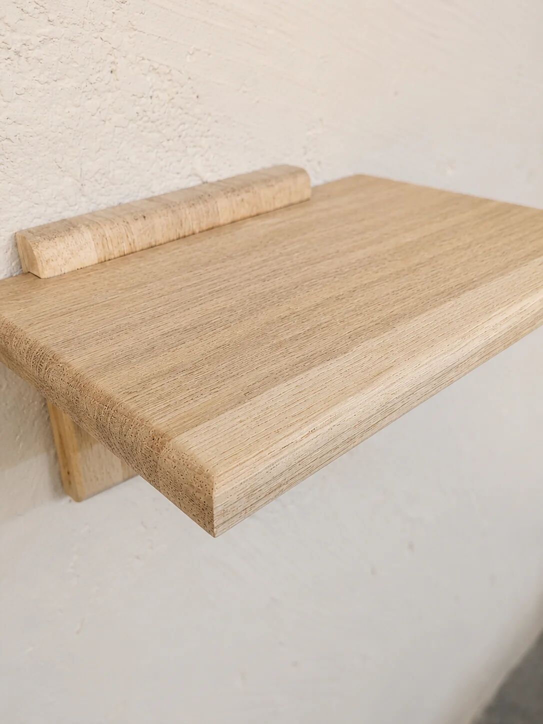 Solid oak shelf with hooks