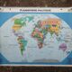 Old school MDI map: The world, political planisphere and relief.