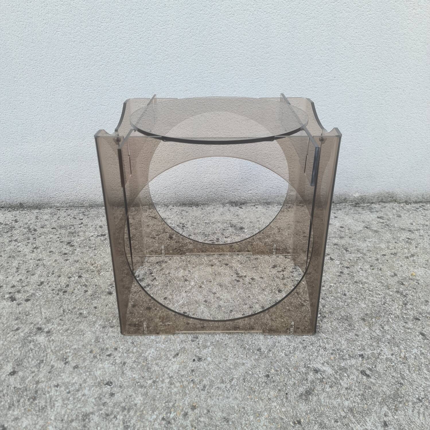 Bedside side table, plexiglass end table Vintage 1970 space age