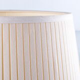 White glass table lamp with a pliche fabric shade, 70s.