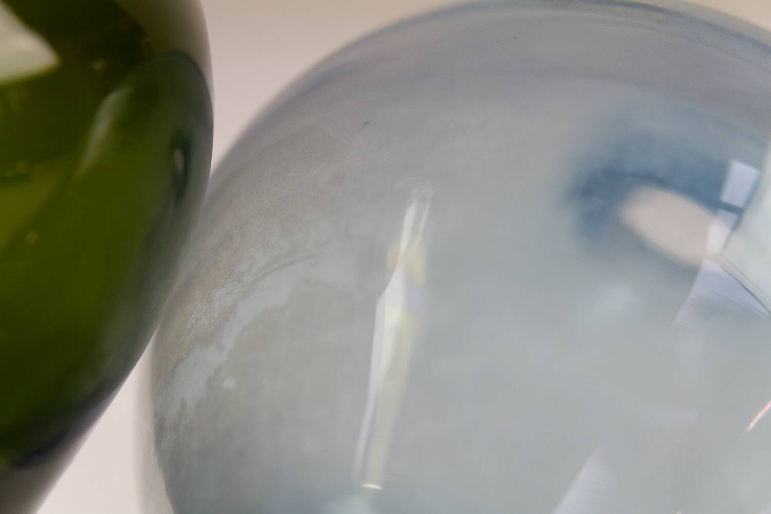 Danish Art Deco Blue and Green Glass Decanters, 1930s, Set of 2