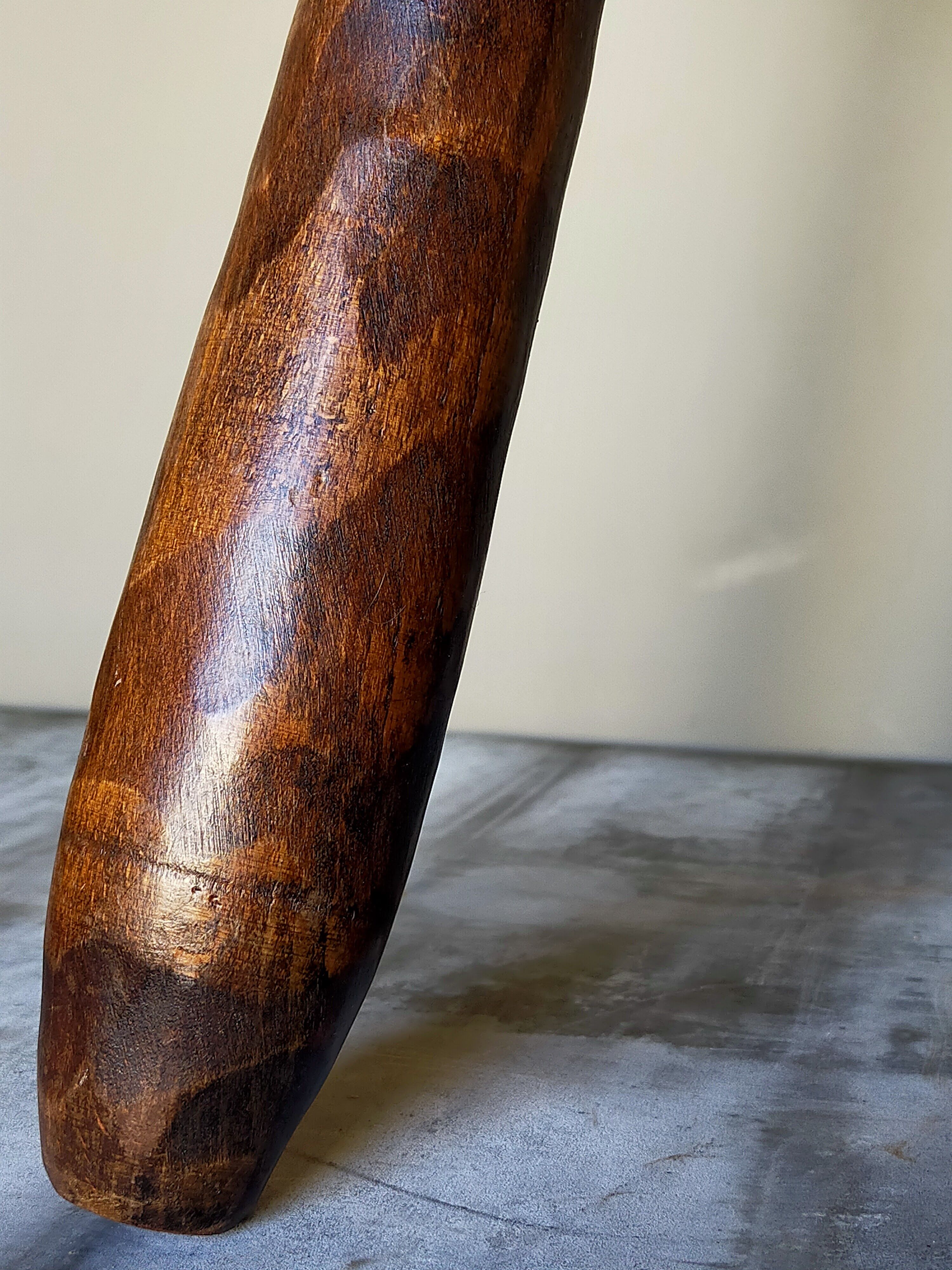 Vintage tripod stool form free feet solid wooden rockets