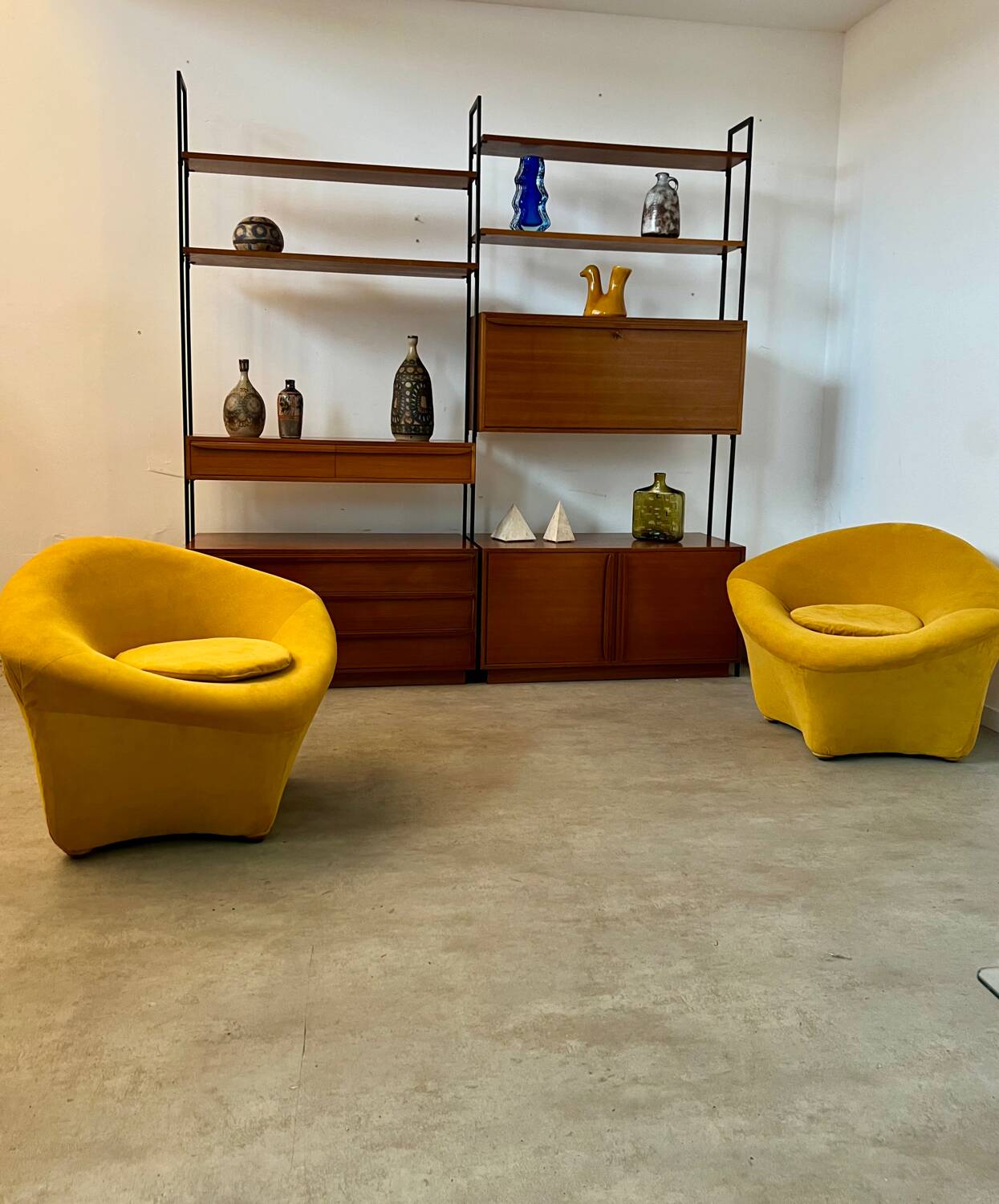 Ancienne étagère modulable  en teck et métal design scandinave des années 60 vintage