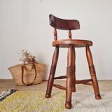 Antique wooden chair - oak - folk art - brutalist