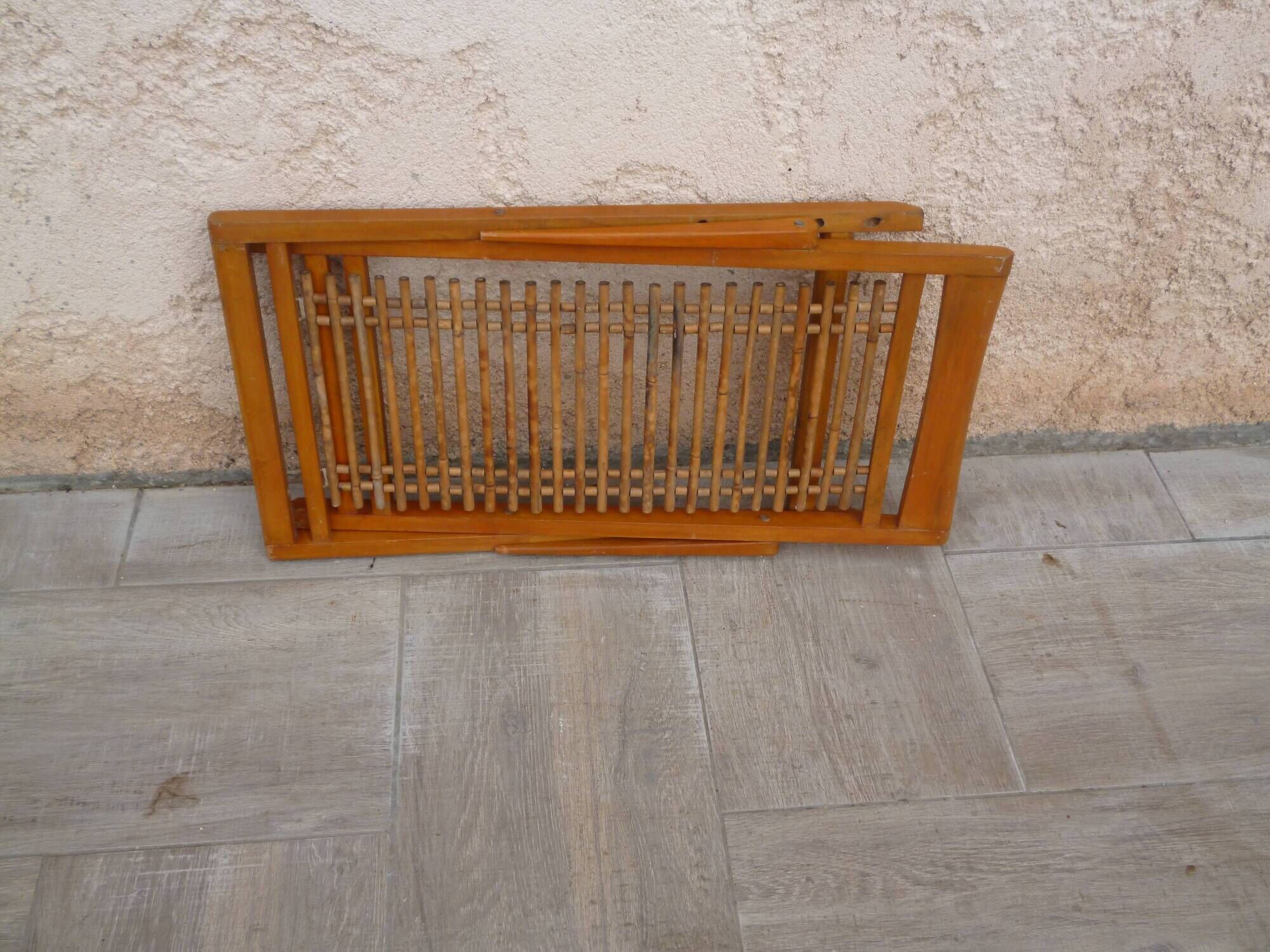 Children's lounger wooden deckchair and vintage foldable bamboo