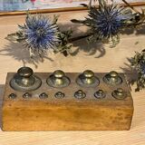 Complete series of brass weights for scales