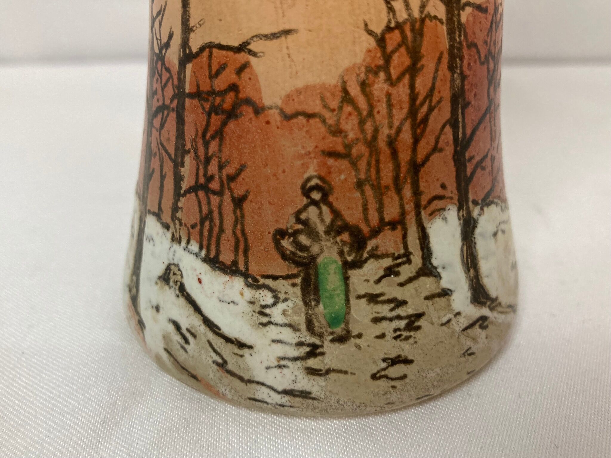 Vase verre émaillé paysage enneigé vers 1900 Legras