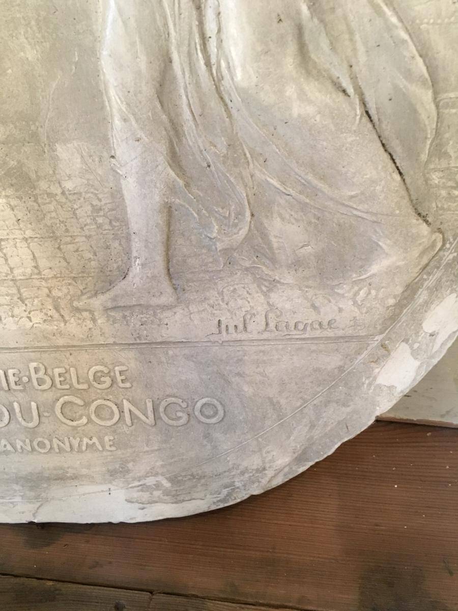 Sculpture, medal project signed Jules Lagae original plaster