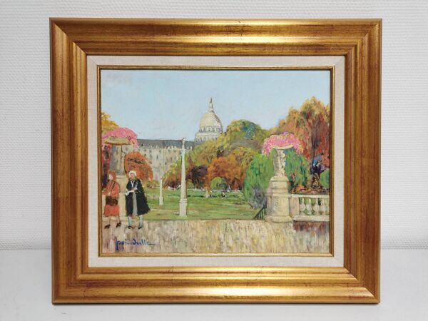 Tableau / Huile sur toile signée POINDRELLE le Jardin du Luxembourg
