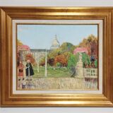 Painting / Oil on canvas signed POINDRELLE. the Luxembourg Gardens