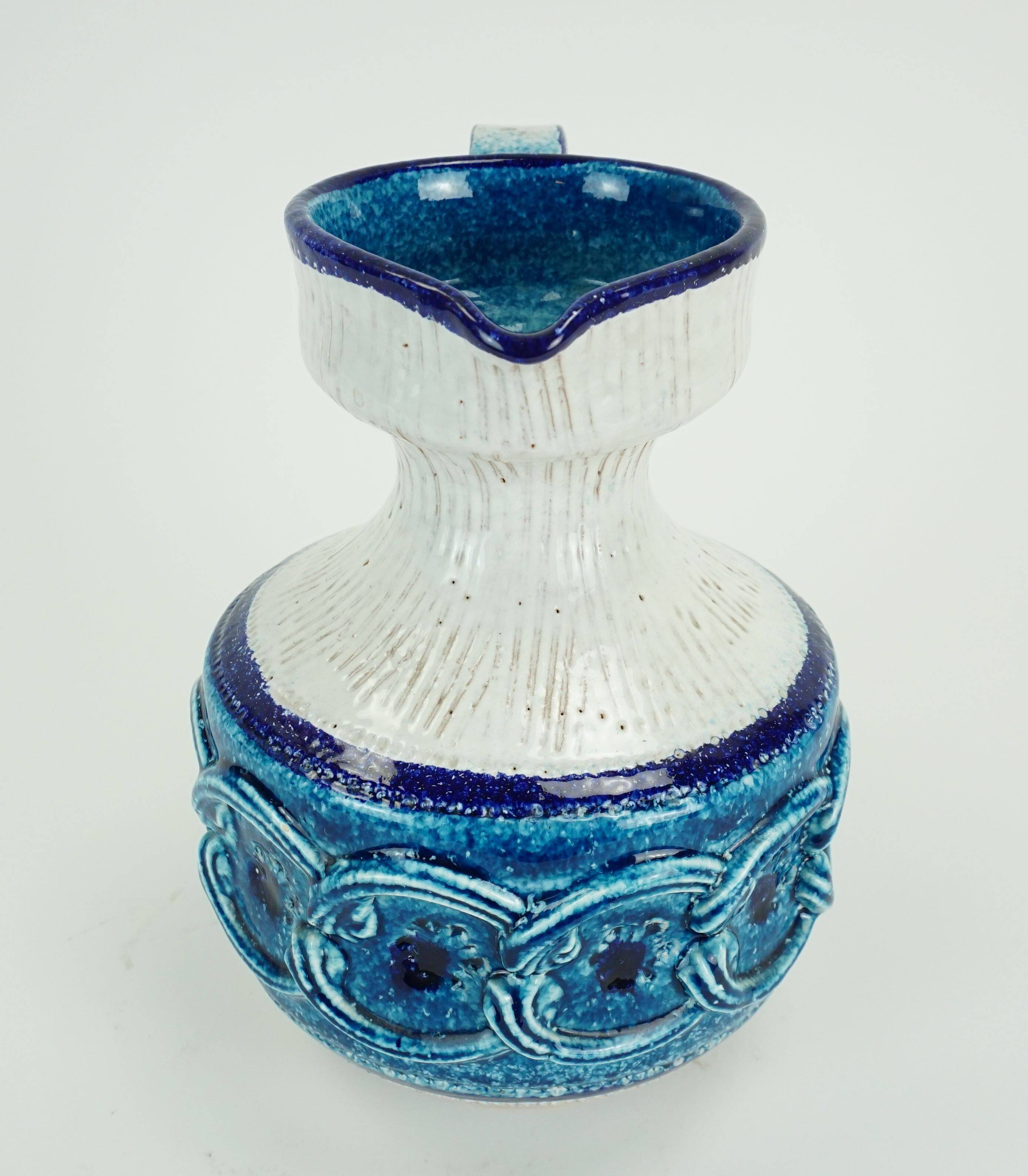 italian vintage VASE nuovo rinascimento relief decor white blue turquoise
