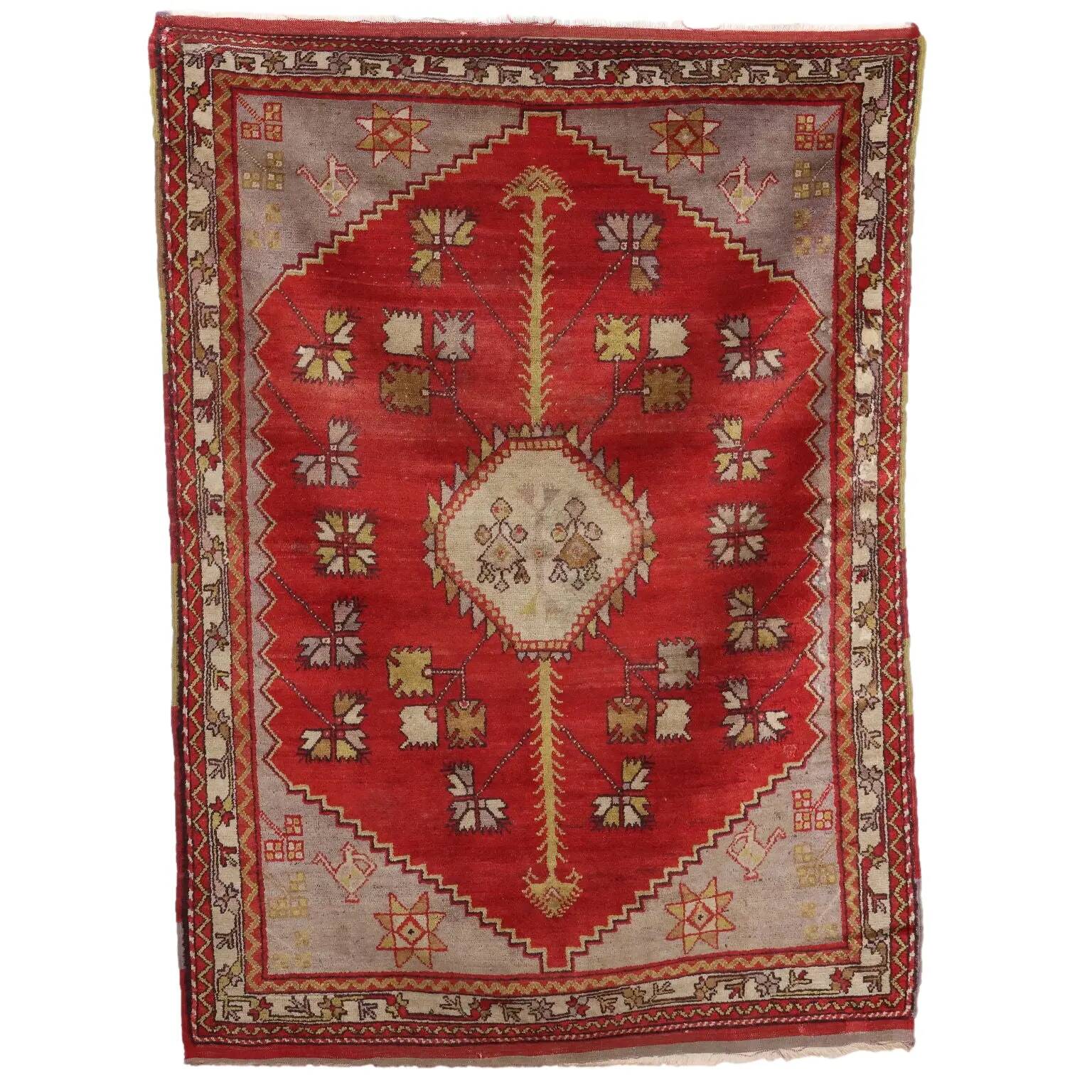 Tapis Kula ancien en laine, gros nœud, Turquie, 75 x 47 In