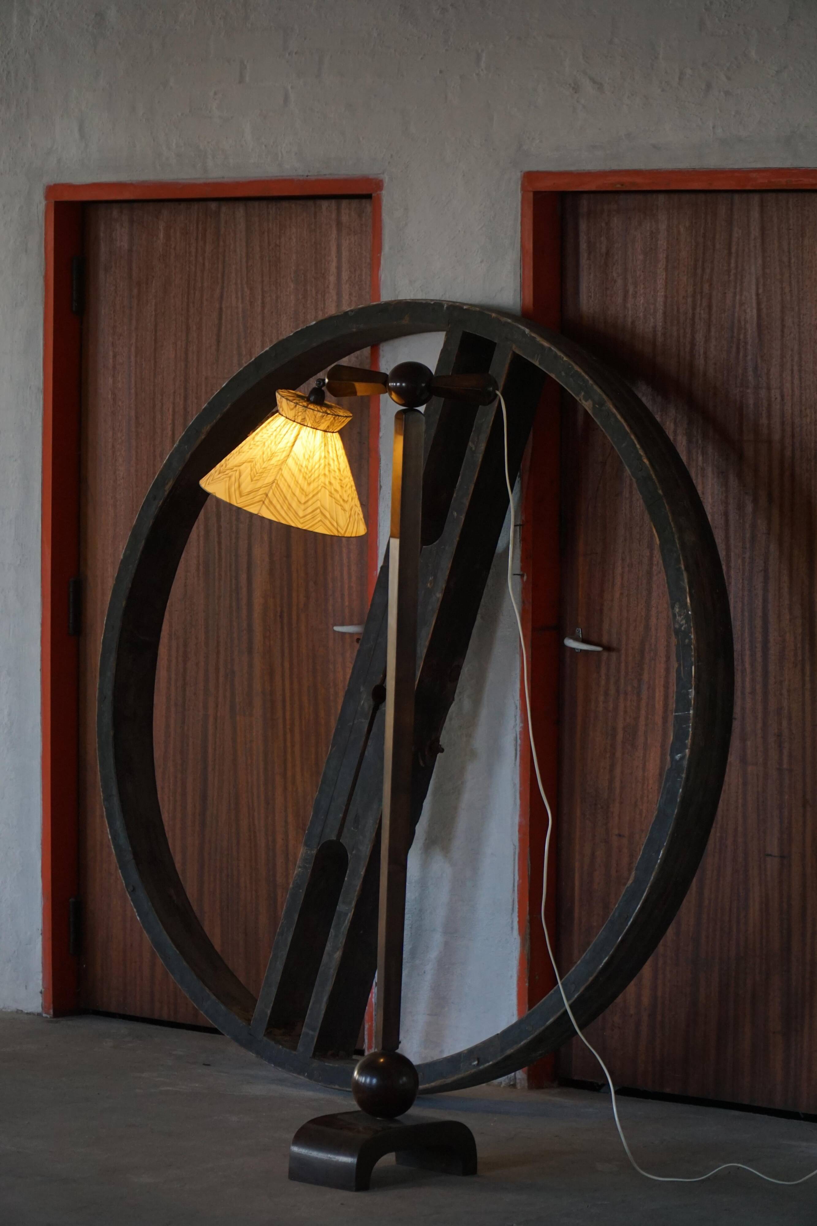 Scandinavian Funkis floor lamp with original shade, Denmark, Art Deco, 1930s