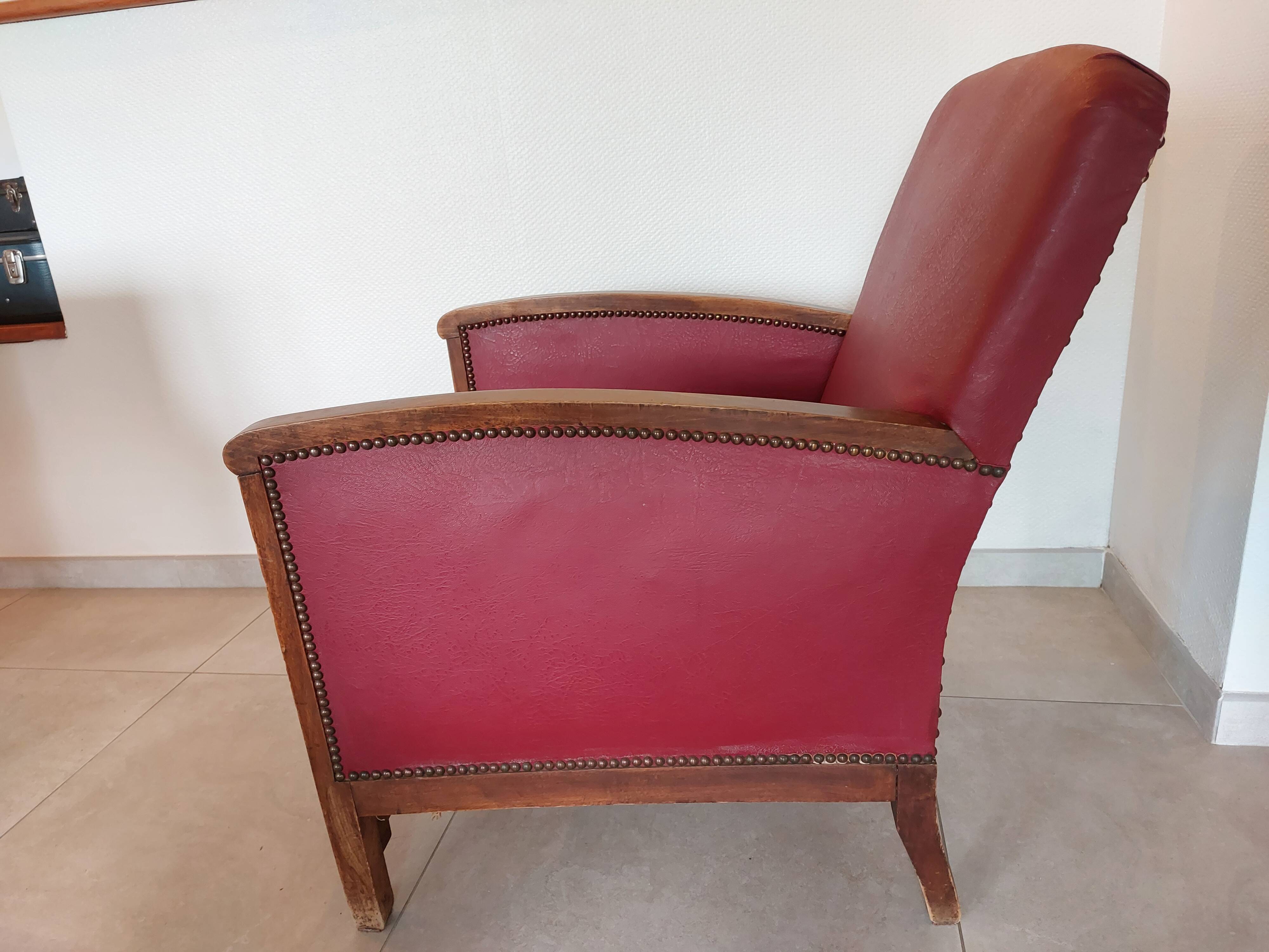 Raspberry red art deco armchair