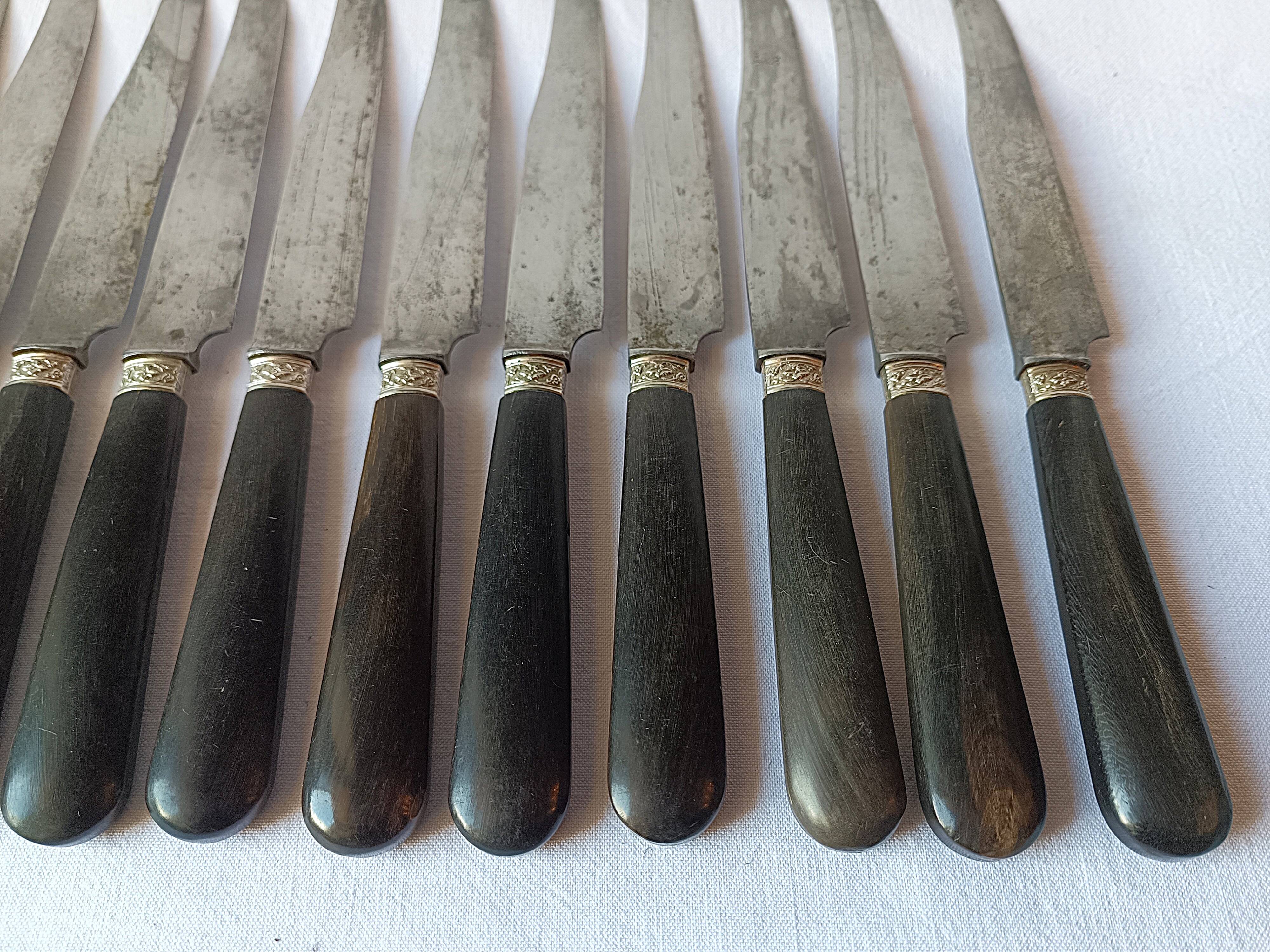 antique knives Noalhat Mary Art Nouveau silver-plated metal handle set