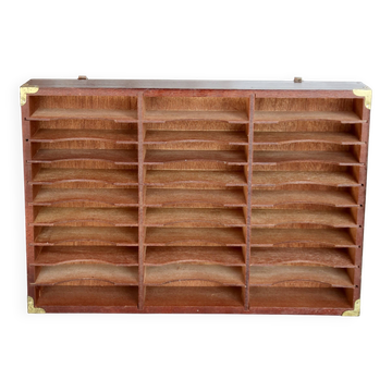 Vintage wall shelf type industrial furniture - Wood and gold metal