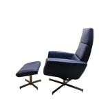 Leather arm chair with footstool