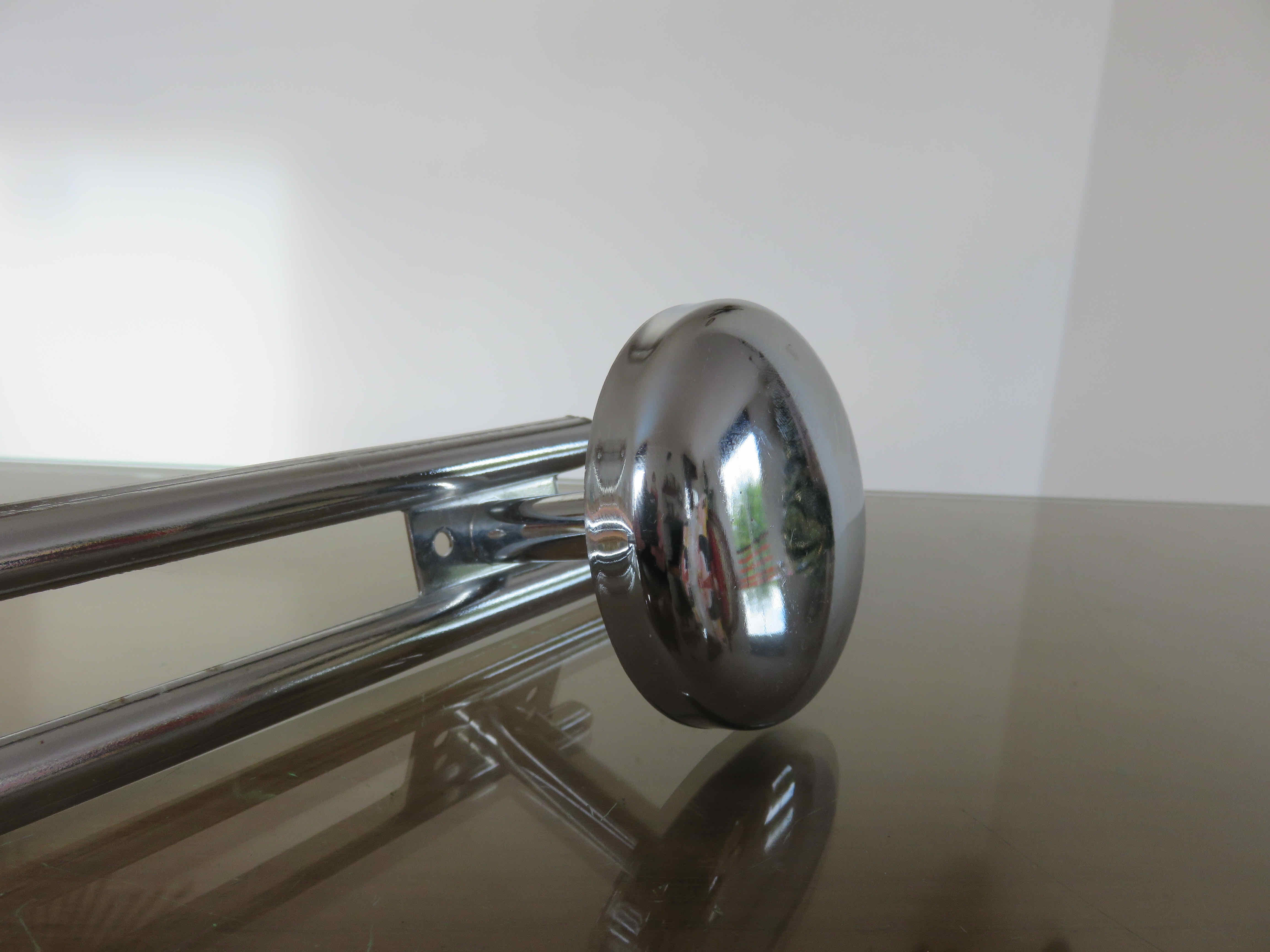 Coat rack in chromed steel 3 hooks 70s