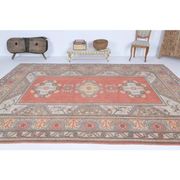 Vintage Turkish hand-knotted wool cotton red area rug 259x351