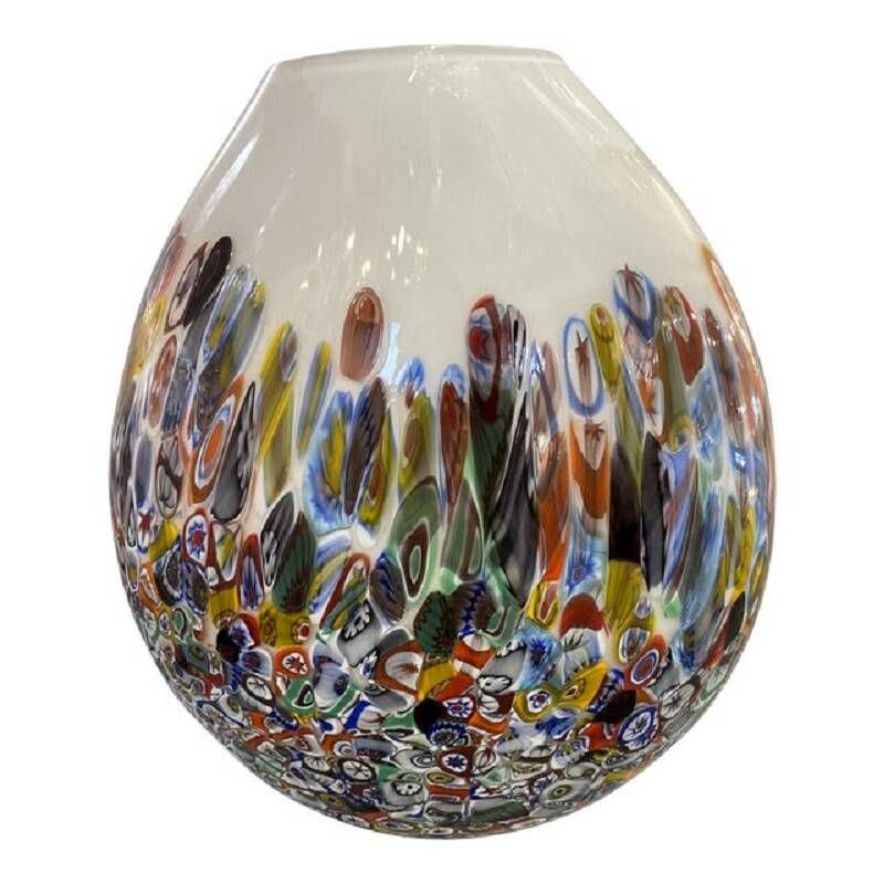 Contemporary murrine murano glass style with multicolored vase