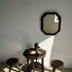 Vintage brown wooden octagonal mirror 58x48