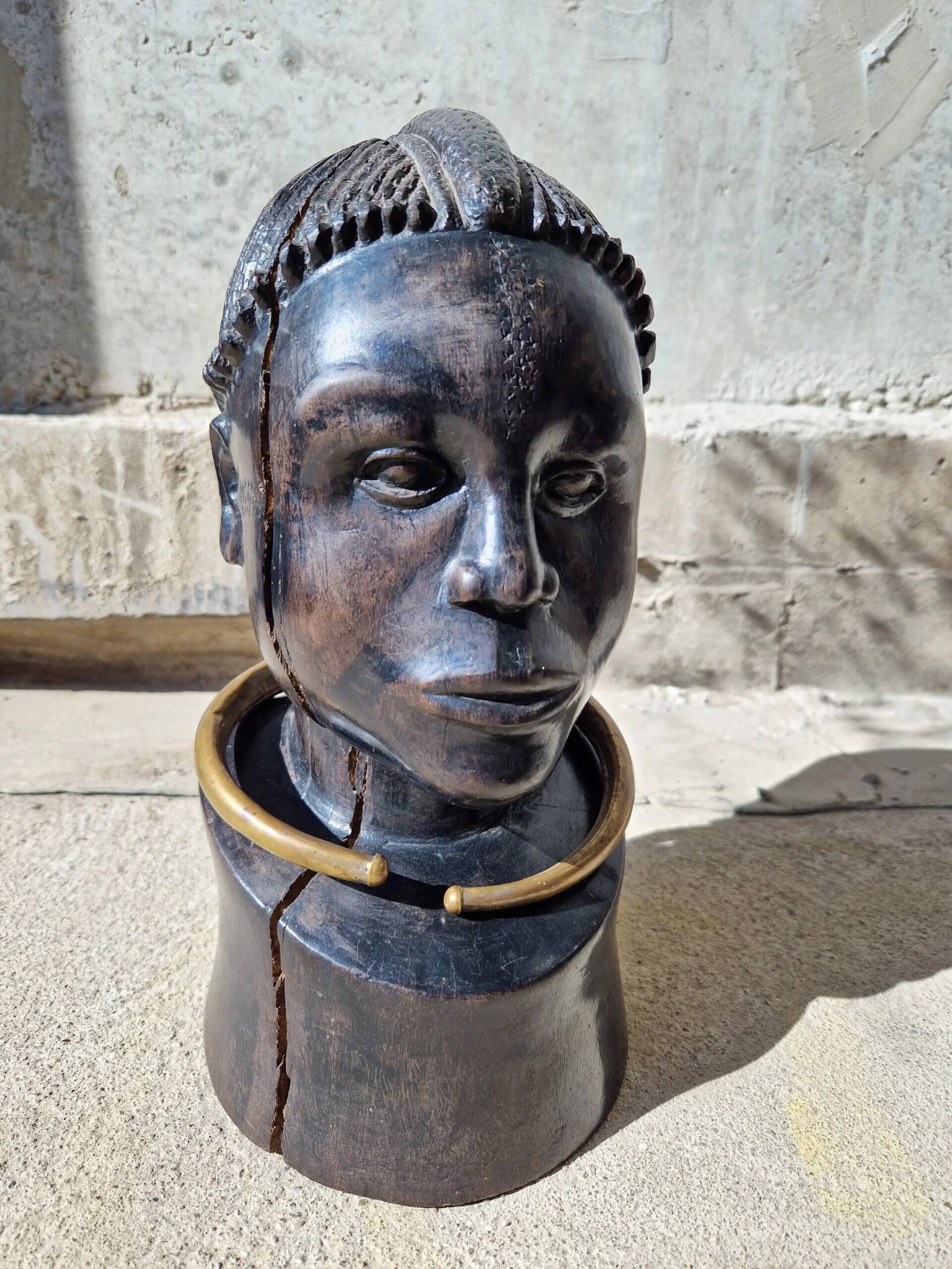 African tribal bust in ebony