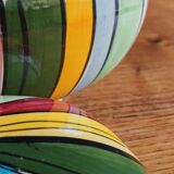 Vintage Ceramic Bonbonnière with Colourful Stripes - Jewellery Box