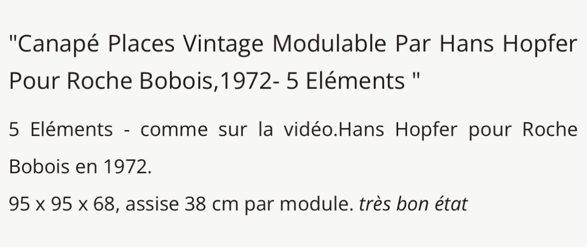 Roche Bobois canapé 1972 - player model